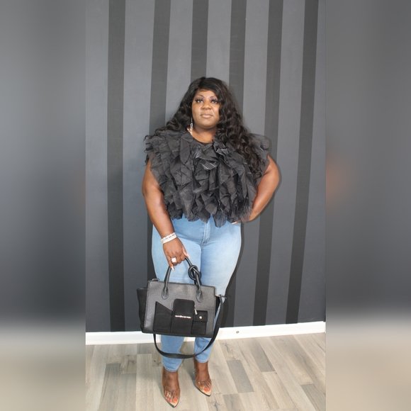 NWOT Tulle Ruffled Top - Picture 3 of 4